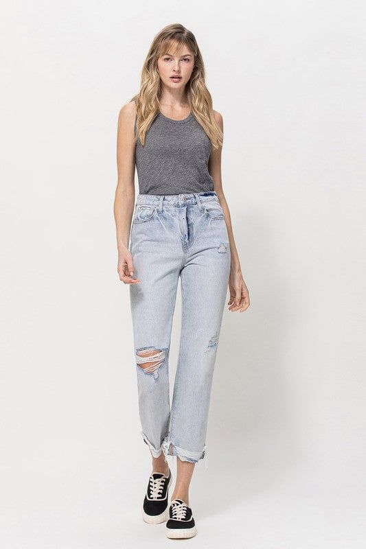 VERVET by Flying Monkey | Super High Relaxed Cuffed Straight Jean us.meeeshop - 