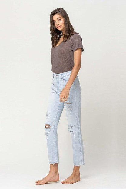 VERVET by Flying Monkey | Super High Rise Distressed Crop Straight us.meeeshop - 