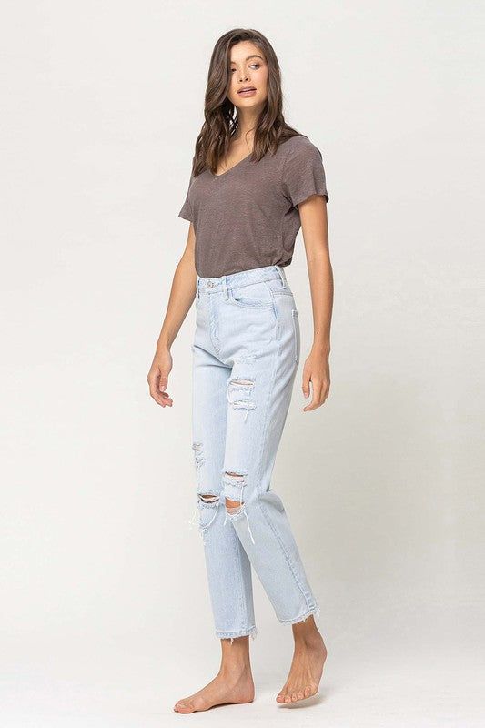 VERVET by Flying Monkey | Super High Rise Distressed Crop Straight us.meeeshop - 