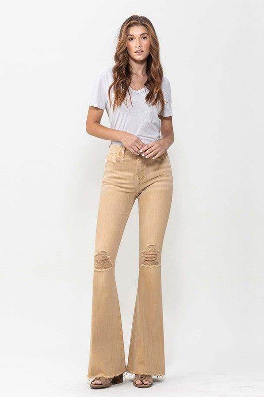 VERVET High Rise Flare Jeans In Dew Drop - us.meeeshop