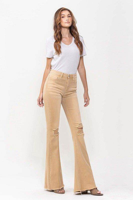 VERVET High Rise Flare Jeans In Dew Drop - us.meeeshop