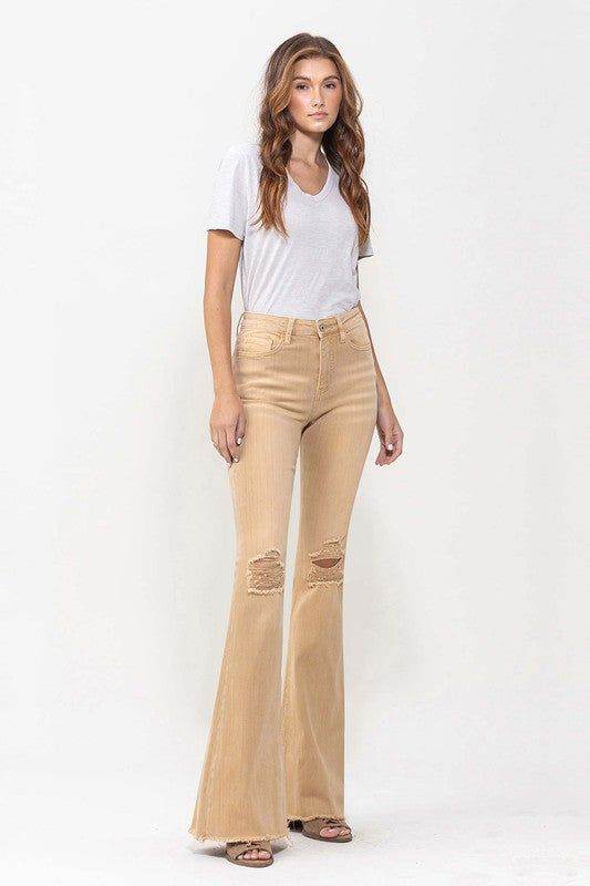 VERVET High Rise Flare Jeans In Dew Drop - us.meeeshop