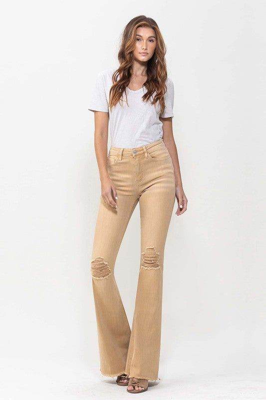 VERVET High Rise Flare Jeans In Dew Drop - us.meeeshop