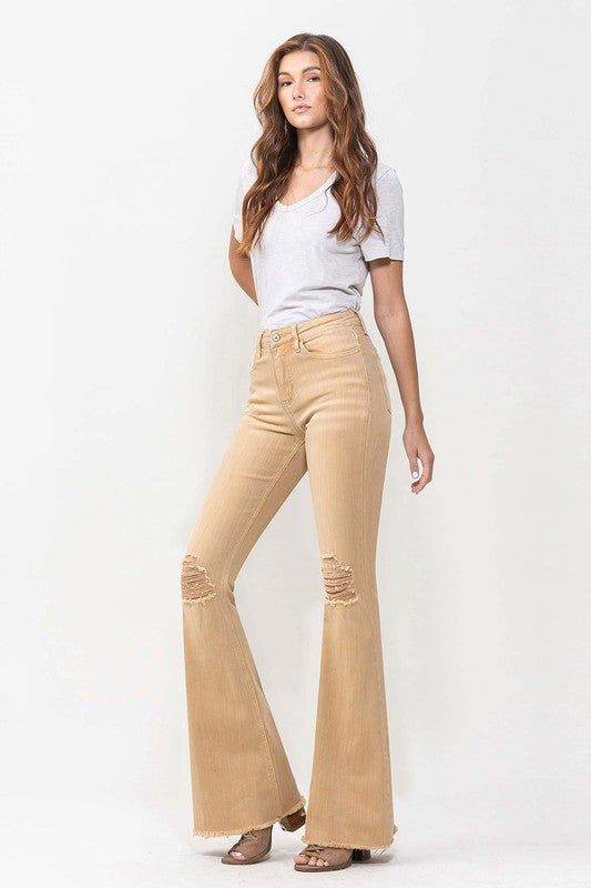 VERVET High Rise Flare Jeans In Dew Drop - us.meeeshop