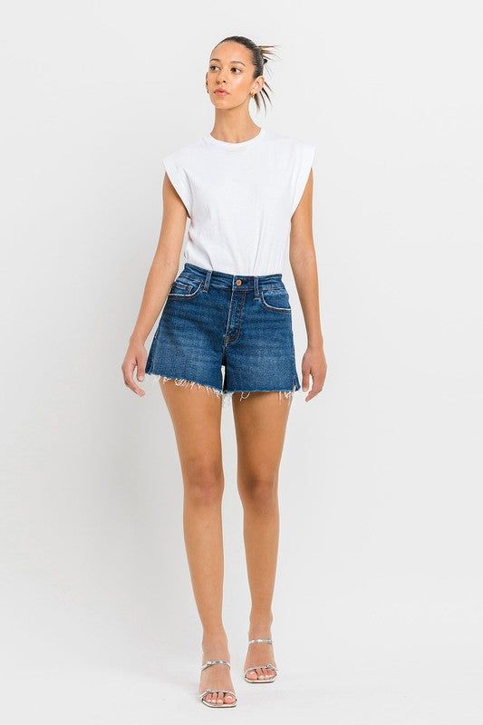 VERVET by Flying Monkey High Rise Slit Raw Hem A-Line Shorts - us.meeeshop