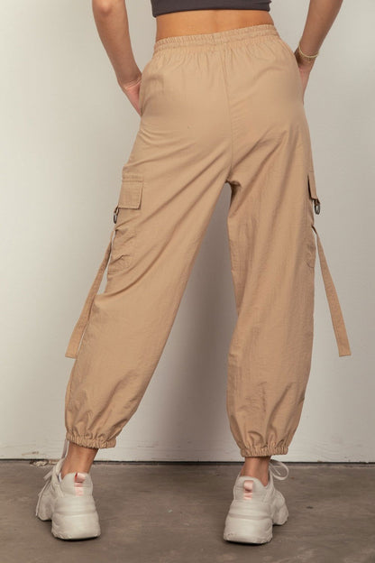 VERY J Elastic Waist Woven Cargo Pants us.meeeshop - 