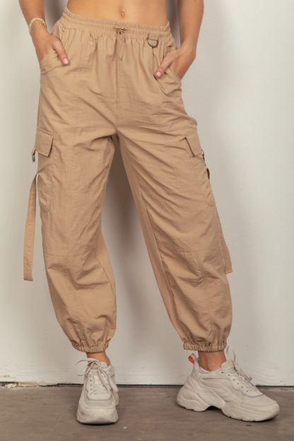 VERY J Elastic Waist Woven Cargo Pants us.meeeshop - Pants