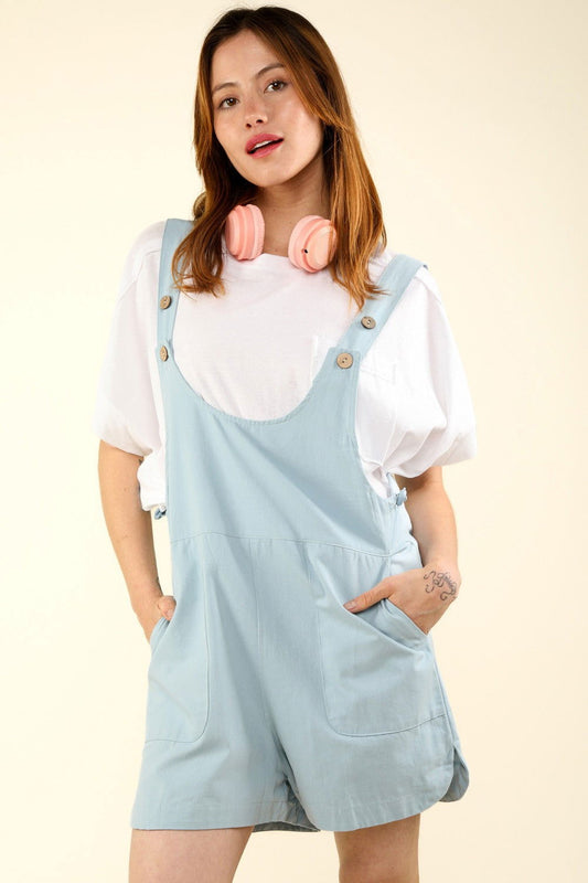 VERY J Adjustable Waist Suspender Overalls with Pockets - us.meeeshop