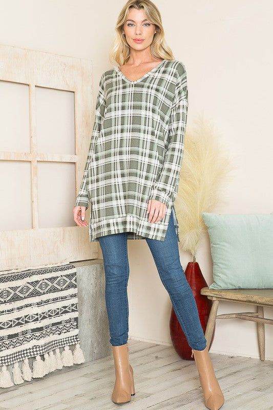 V Neck Sweater Tunic - us.meeeshop