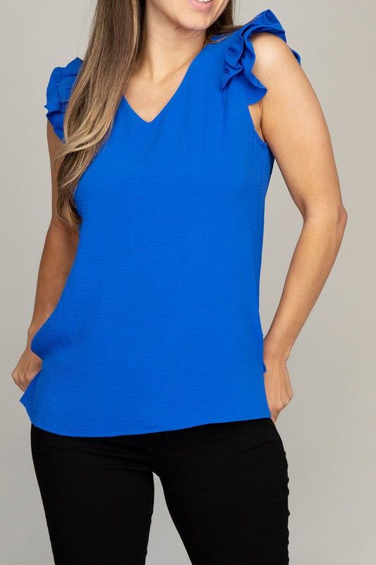 Women's V neck blouse with ruffle - us.meeeshop