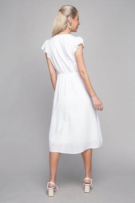 V neck embroidered eyelet dress - us.meeeshop