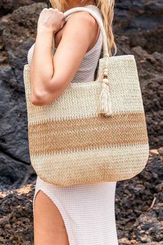 Valeria Two-Tone Straw Tote us.meeeshop - 