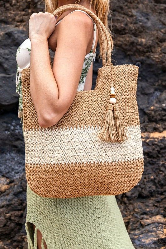 Valeria Two-Tone Straw Tote us.meeeshop - 