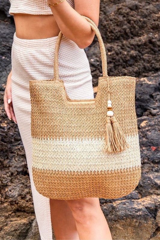 Valeria Two-Tone Straw Tote us.meeeshop - 