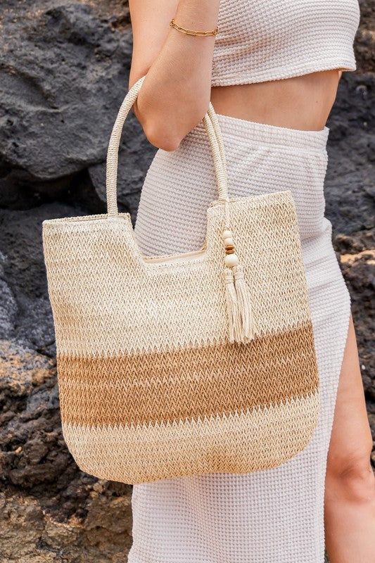 Valeria Two-Tone Straw Tote us.meeeshop - 