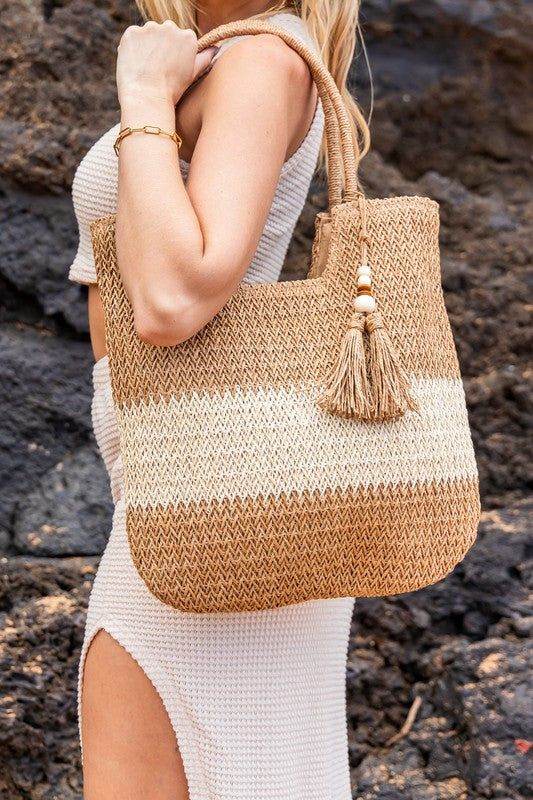 Valeria Two-Tone Straw Tote - us.meeeshop