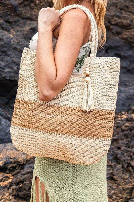 Valeria Two-Tone Straw Tote - us.meeeshop