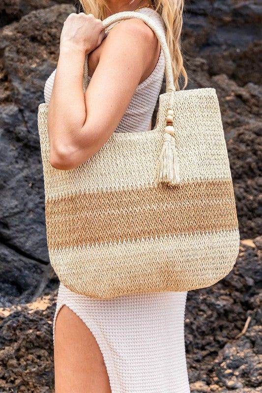 Valeria Two-Tone Straw Tote - us.meeeshop