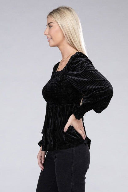 Women's Velour Babydoll Blouse - us.meeeshop