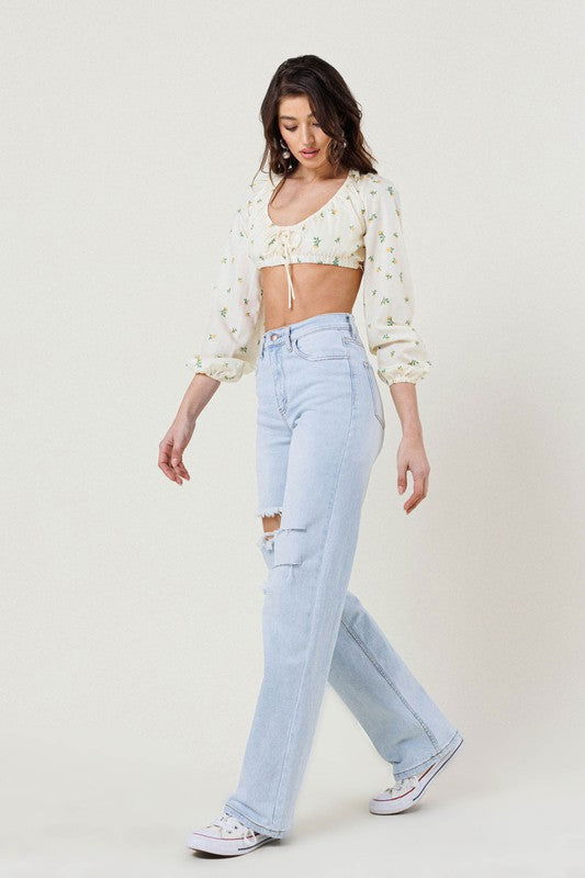 Vibrant M.i.U Distressed Wide Leg Jeans us.meeeshop - 