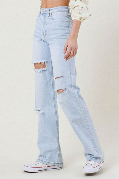 Vibrant M.i.U Distressed Wide Leg Jeans us.meeeshop - 