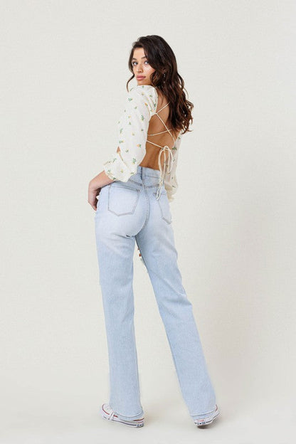 Vibrant M.i.U Distressed Wide Leg Jeans us.meeeshop - 