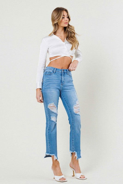 Vibrant M.i.U Mid Rise Straight Leg Jeans us.meeeshop - 