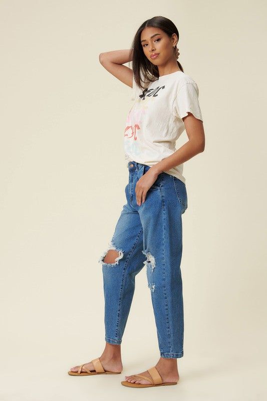 Vibrant MIU Distressed Slouchy Jean us.meeeshop - 