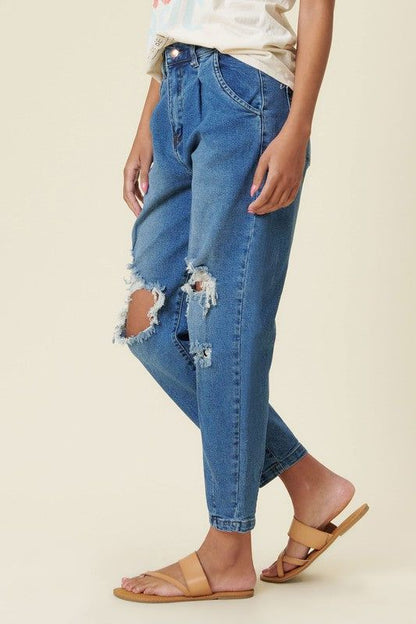 Vibrant MIU Distressed Slouchy Jean us.meeeshop - 