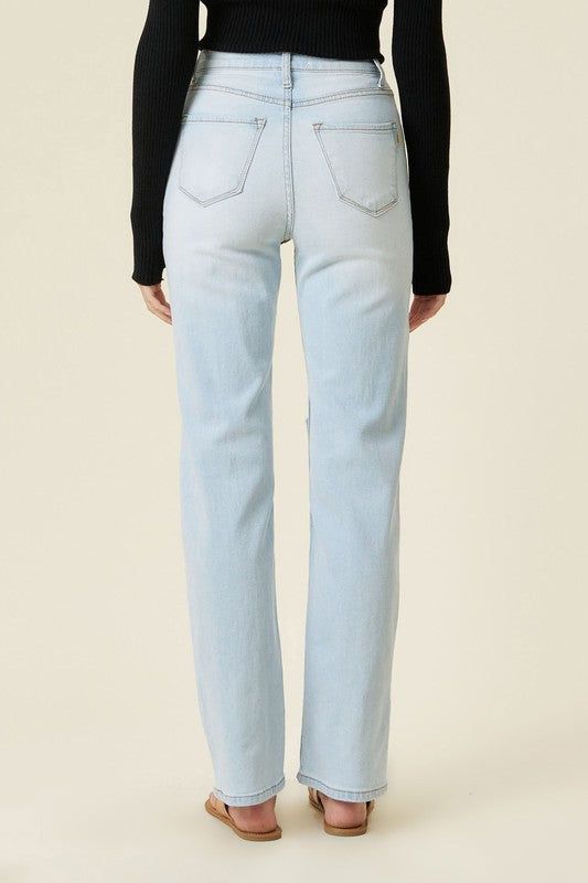 Vibrant MIU Distressed Wide Leg Jeans us.meeeshop - 