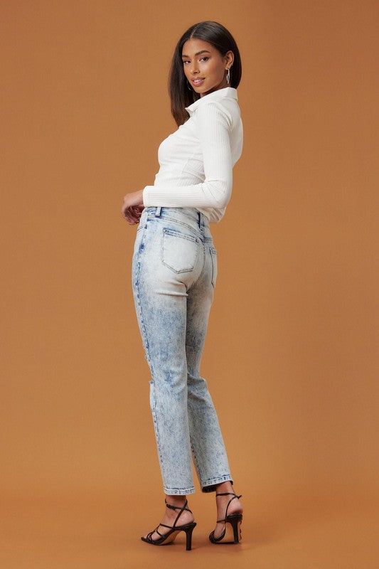 Vibrant MIU High Rise Distressed Skinny Jeans us.meeeshop - 