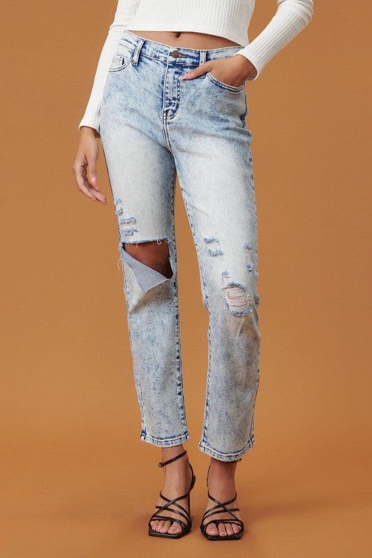 Vibrant MIU High Rise Distressed Skinny Jeans us.meeeshop - 