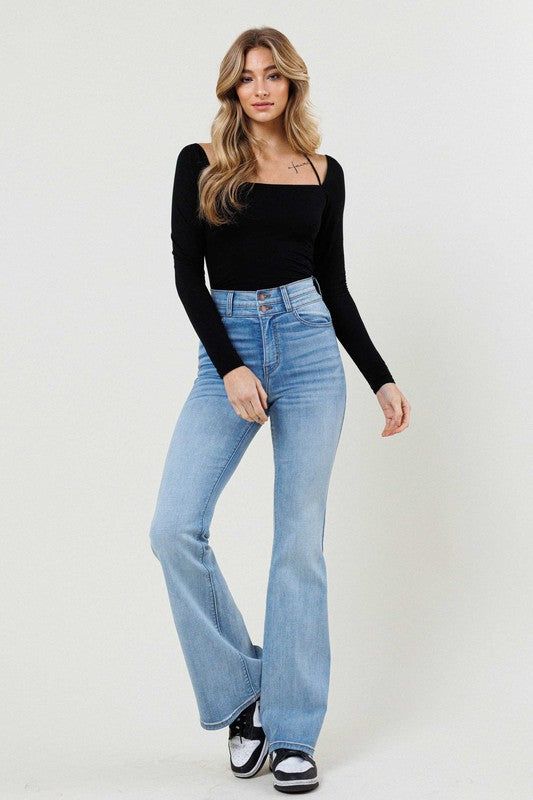 Vibrant MIU High-Waisted Flare Jeans us.meeeshop - 