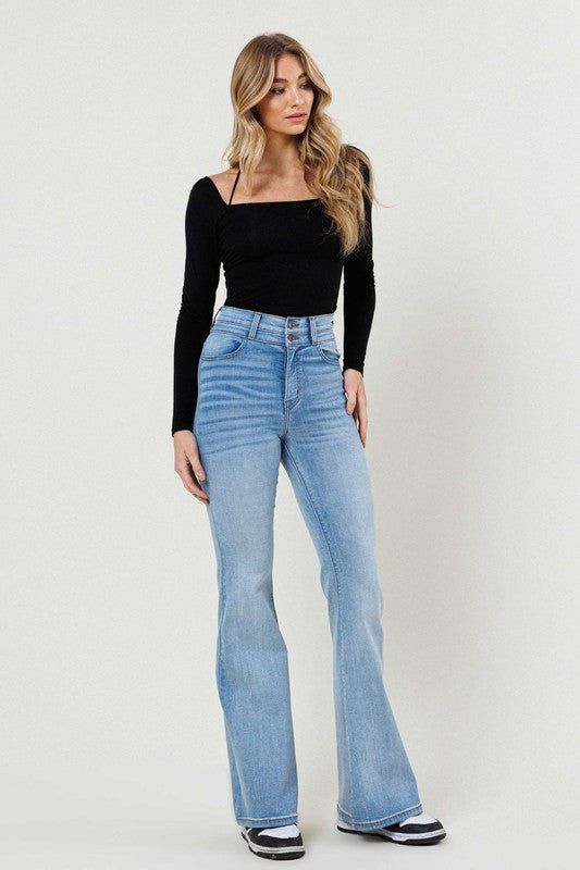 Vibrant MIU High-Waisted Flare Jeans us.meeeshop - Pants