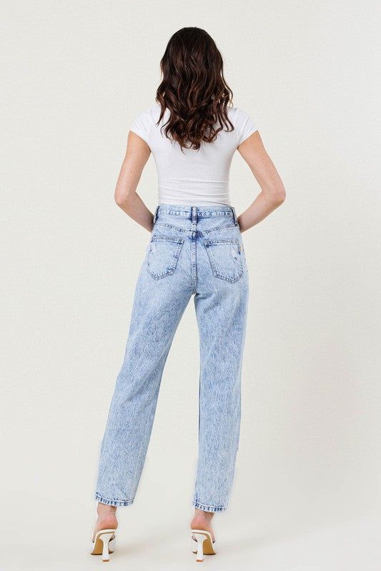 Vibrant MIU High Waisted Straight Leg in Vintage Acid Wash Jeans us.meeeshop - 