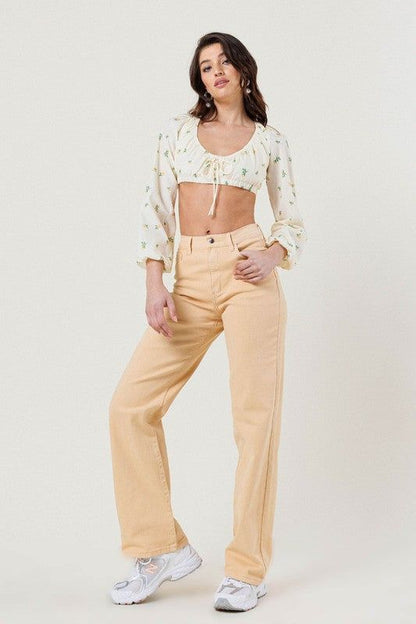 Vibrant MIU High Waisted Wide Cut Straight Leg Jeans us.meeeshop - 