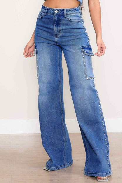 Vibrant MiU Pearl High-Rise Wide Leg Cargo Jeans us.meeeshop - 