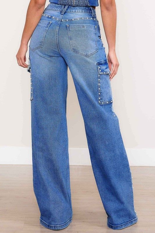 Vibrant MiU Pearl High-Rise Wide Leg Cargo Jeans us.meeeshop - 