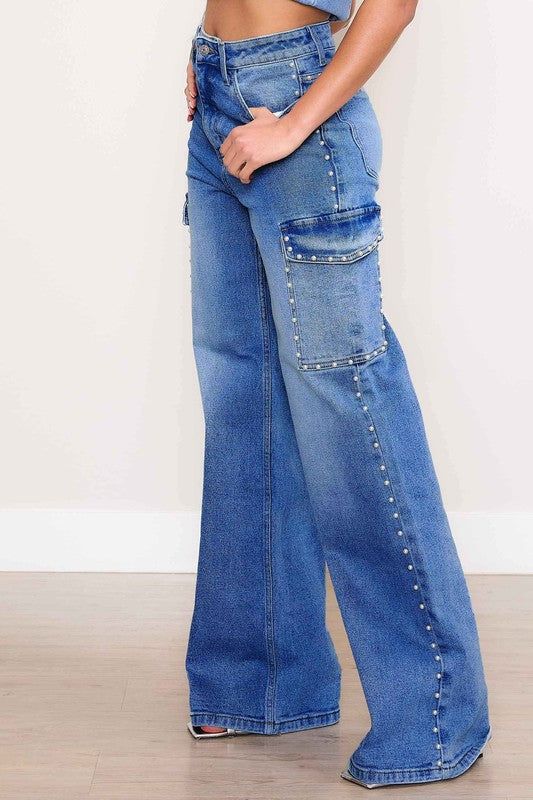 Vibrant MiU Pearl High-Rise Wide Leg Cargo Jeans us.meeeshop - 