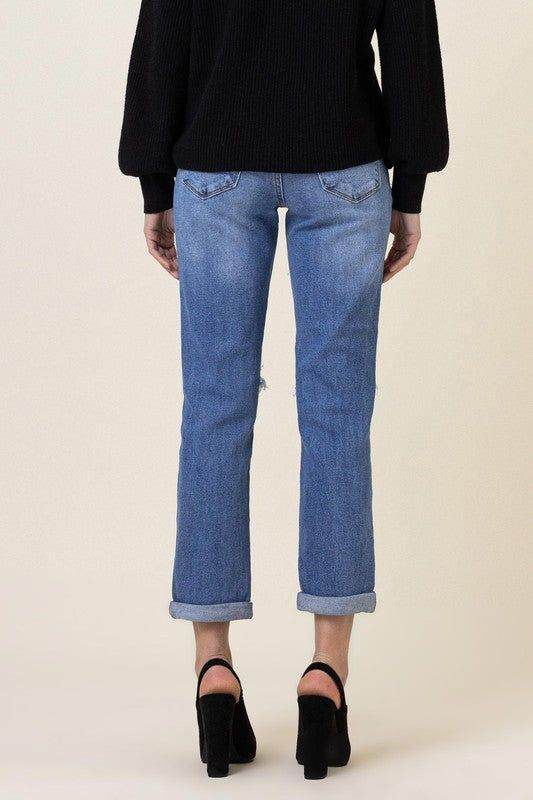 Vibrant MIU Distressed Boyfriend Jeans - us.meeeshop