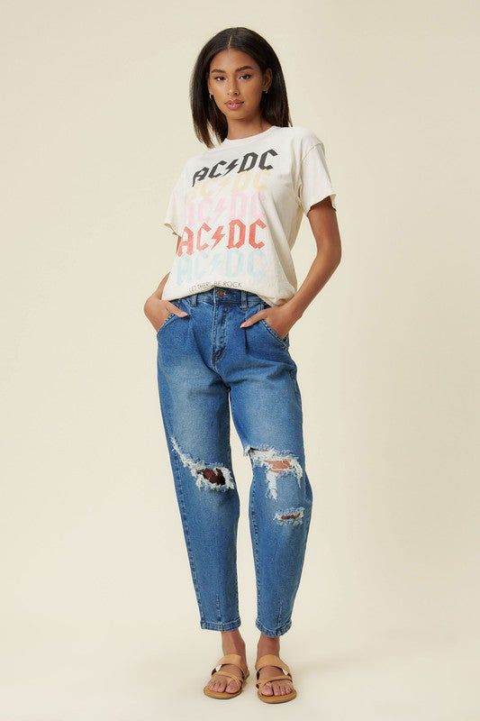 Vibrant MIU Distressed Slouchy Jean - us.meeeshop