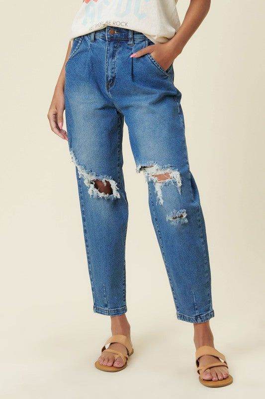 Vibrant MIU Distressed Slouchy Jean - us.meeeshop