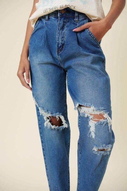 Vibrant MIU Distressed Slouchy Jean - us.meeeshop