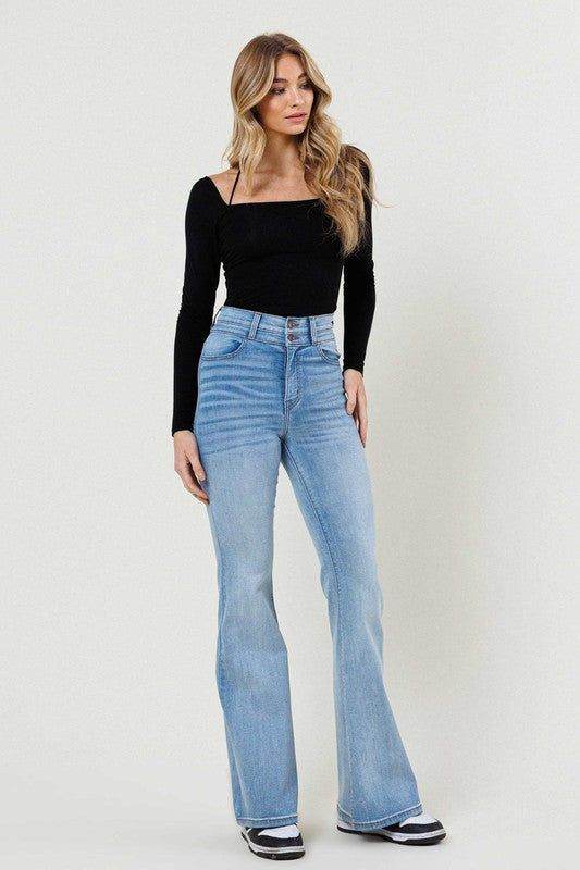 Vibrant MIU High-Waisted Flare Jeans - us.meeeshop