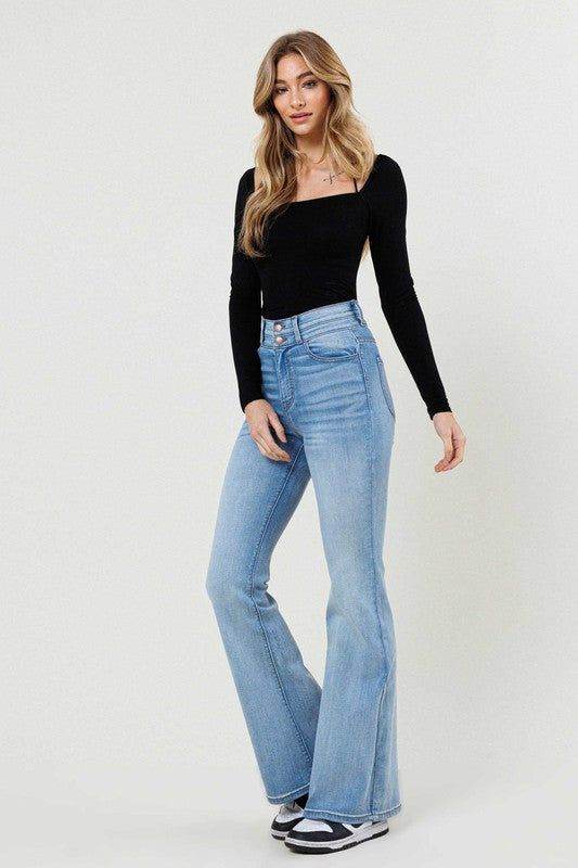 Vibrant MIU High-Waisted Flare Jeans - us.meeeshop