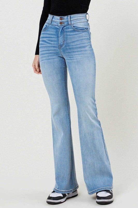 Vibrant MIU High-Waisted Flare Jeans - us.meeeshop