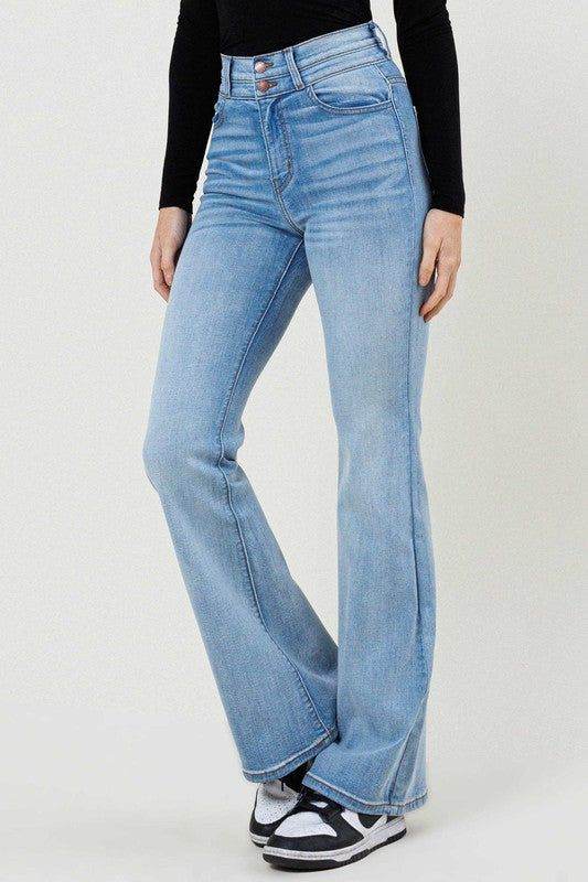 Vibrant MIU High-Waisted Flare Jeans - us.meeeshop