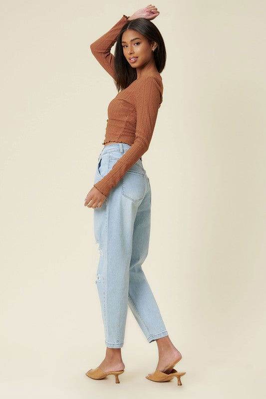 Vibrant M.i.U Distressed Slouchy Jeans - us.meeeshop