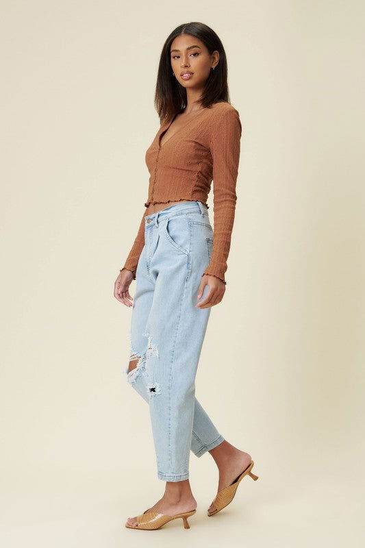 Vibrant M.i.U Distressed Slouchy Jeans - us.meeeshop