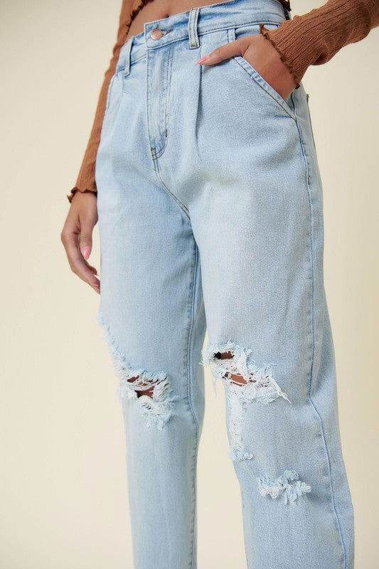 Vibrant M.i.U Distressed Slouchy Jeans - us.meeeshop